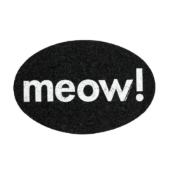 ORE Pet Mini Oval Meow Black Recycled Rubber Pet Placemat