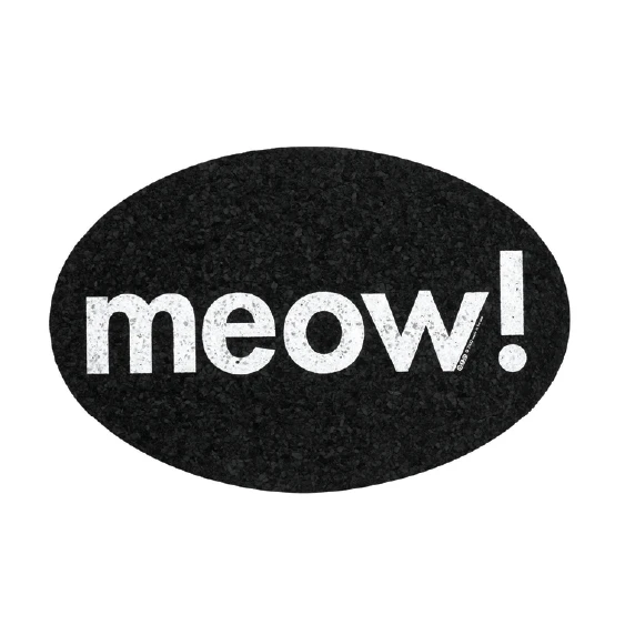 ORE Pet Mini Oval Meow Black Recycled Rubber Pet Placemat 3 ORE Pet Mini Oval Meow Black Recycled Rubber Pet Placemat