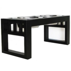 Pets Stop Libro Double Diner Pet Bowl Set Black