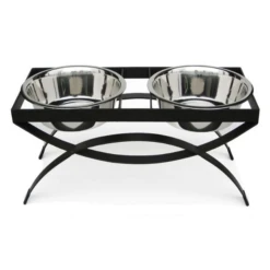 Pets Stop Seesaw Double Diner Pet Bowl Set Black