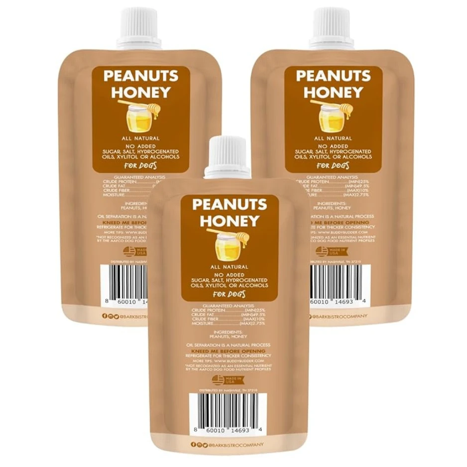 Bark Bistro Ruff Ruff Raw Budder Dog Peanut Butter Squeeze Packs 4oz 4 Bark Bistro Ruff Ruff Raw Budder Dog Peanut Butter Squeeze Packs 4oz - Image 2