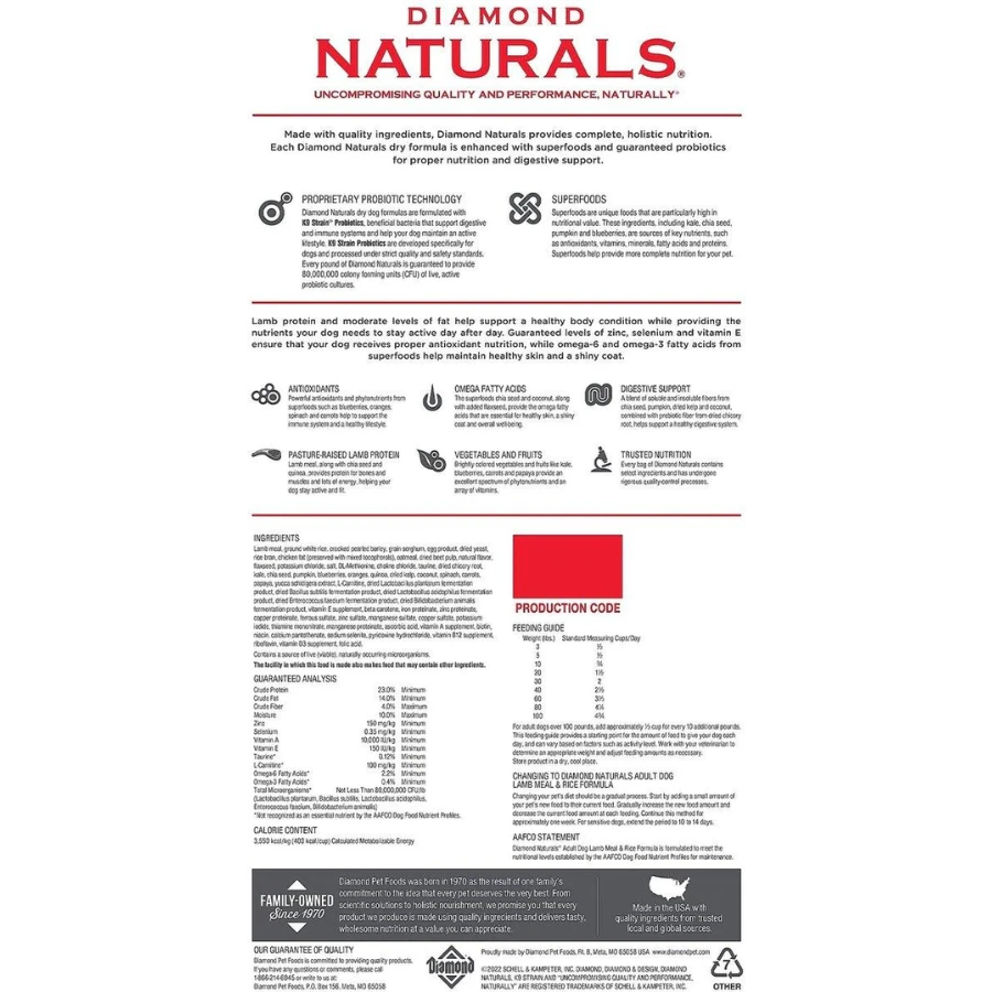 Diamond Naturals Lamb Meal & Rice Formula Adult Dry Dog Food 4 Diamond Naturals Lamb Meal & Rice Formula Adult Dry Dog Food - Image 2
