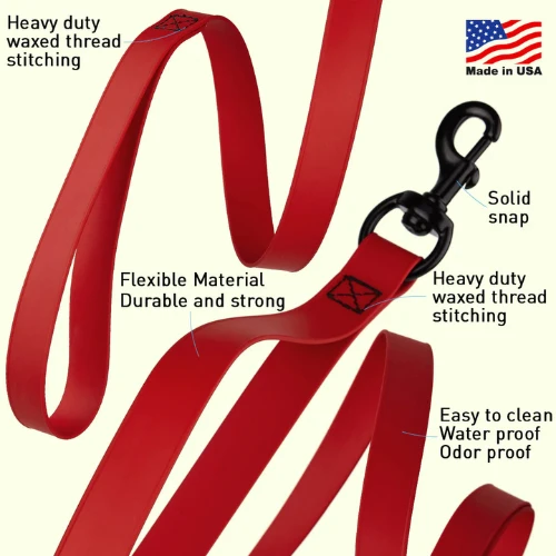 Dogline Biothane Waterproof Multi-Handle Dog 6' Lead Red 6 Dogline Biothane Waterproof Multi-Handle Dog 6' Lead Red - Image 4