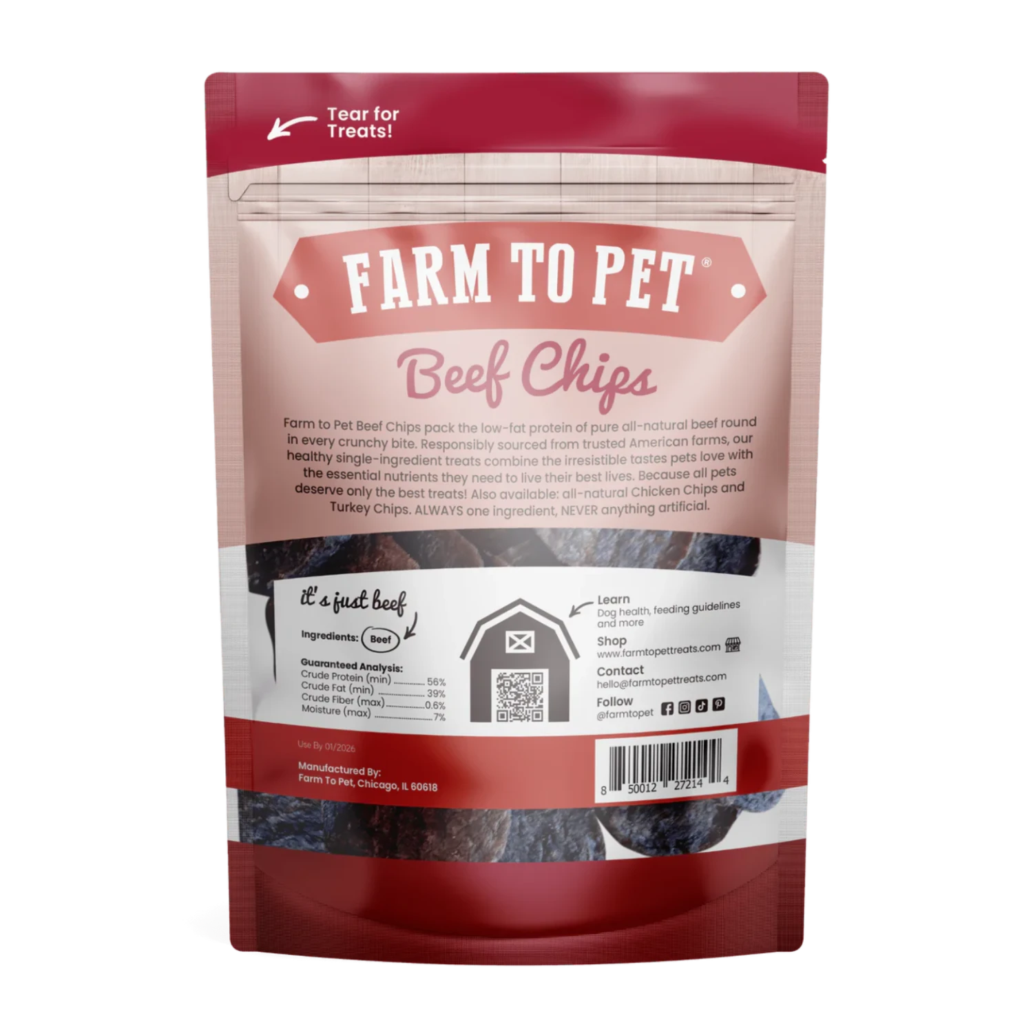 Farm To Pet Beef Chips Dog Treats 4 Farm To Pet Beef Chips Dog Treats - Image 2