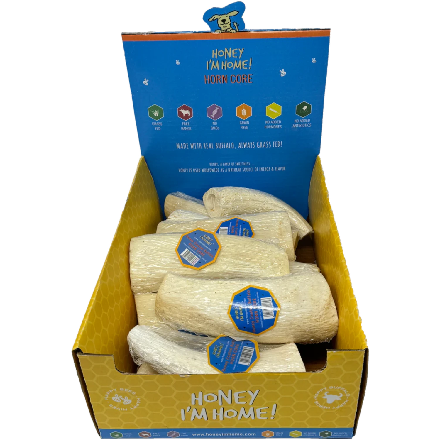 Honey I'm Home Buffalo Horn Cores Natural Honey Coated Chews Grain-Free Dog Treats Bulk 4 Honey I'm Home Buffalo Horn Cores Natural Honey Coated Chews Grain-Free Dog Treats Bulk - Image 2
