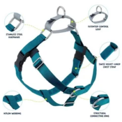2 Hounds Design Freedom No-Pull Dog Harness With Leash Teal -Mutts And Co-us 2HoundsDesignFreedomNo PullDogHarnessWithLeashTeal