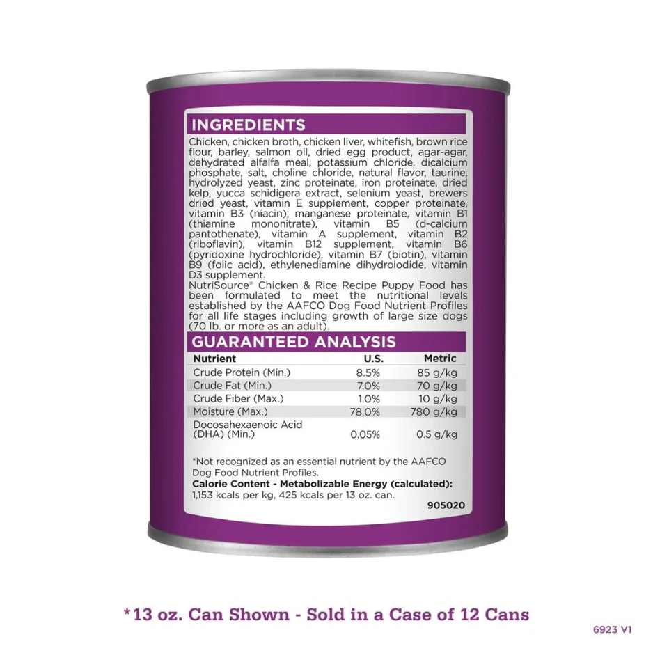 NutriSource Puppy Chicken & Rice Formula Canned Dog Food 4 NutriSource Puppy Chicken & Rice Formula Canned Dog Food - Image 2