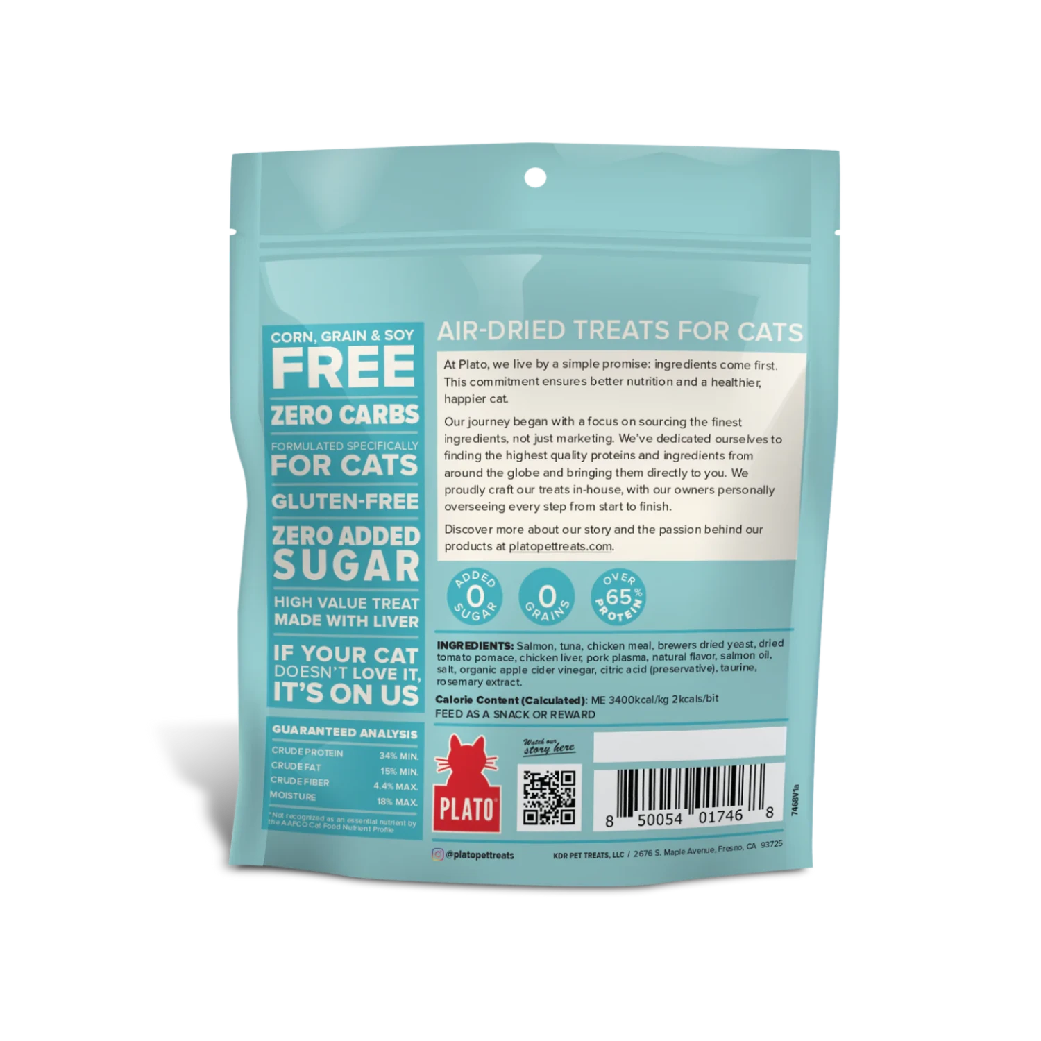 Plato Grain-Free Air Dried Tuna And Salmon Cat Treats 2.5 Oz 4 Plato Grain-Free Air Dried Tuna And Salmon Cat Treats 2.5 Oz - Image 2
