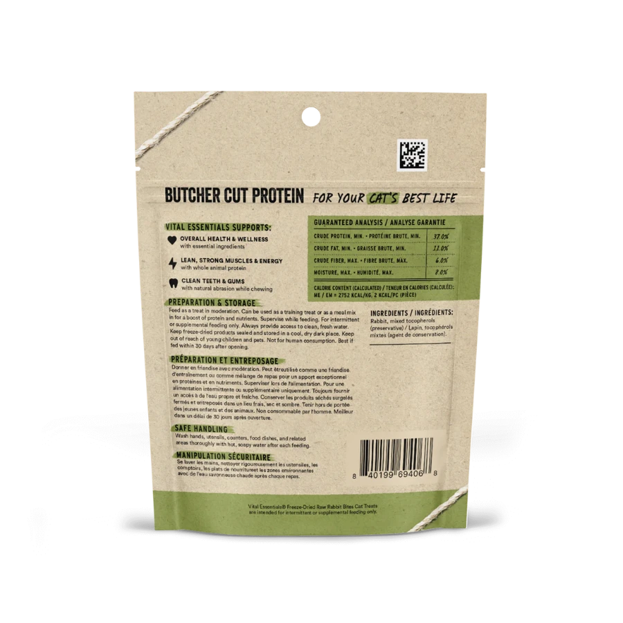 Vital Essentials Freeze-Dried Rabbit Bites Cat Treats .9oz 4 Vital Essentials Freeze-Dried Rabbit Bites Cat Treats .9oz - Image 2
