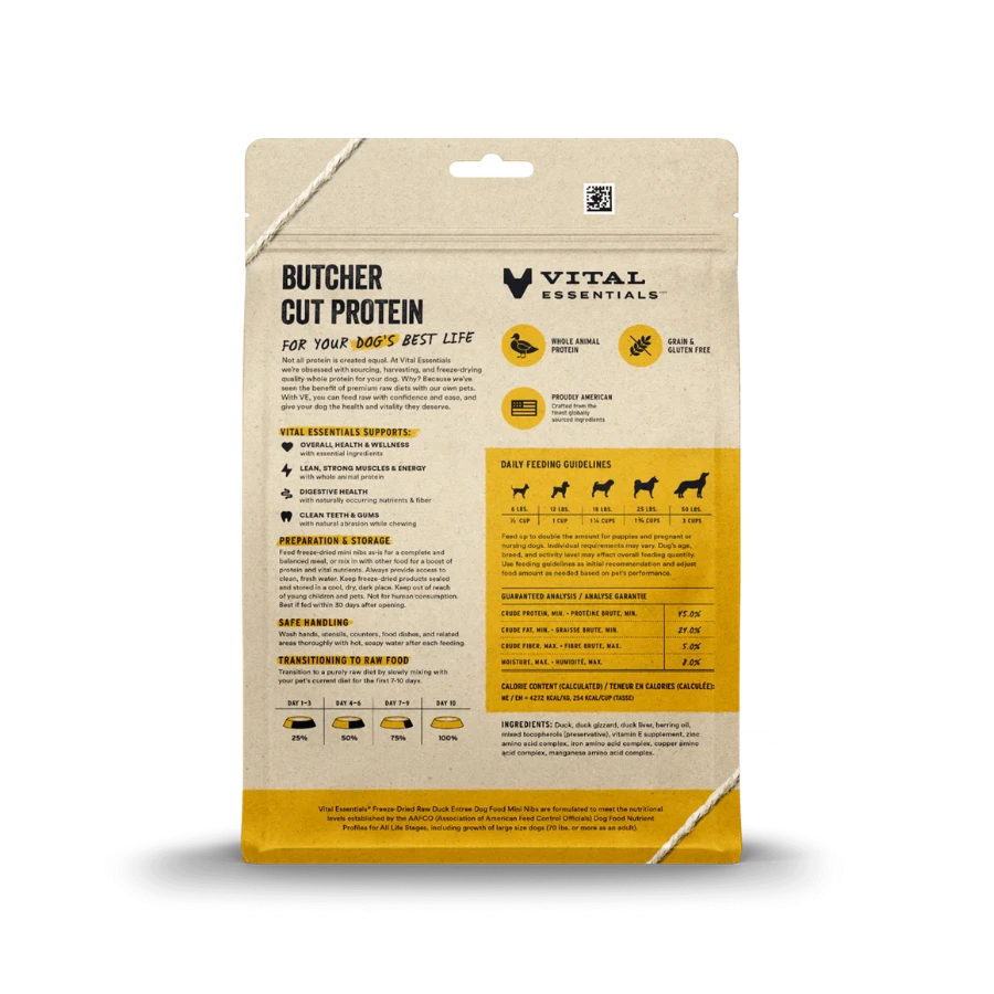 Vital Essentials Mini Nibs Duck Entree Freeze-Dried Dog Food 4 Vital Essentials Mini Nibs Duck Entree Freeze-Dried Dog Food - Image 2
