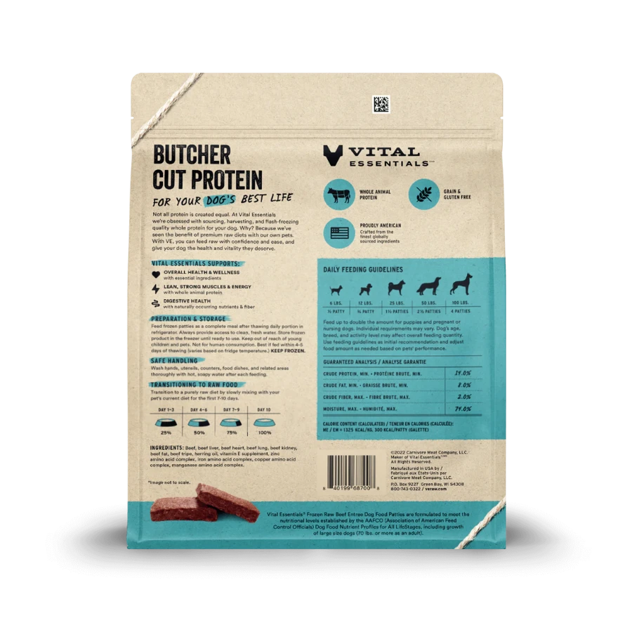 Vital Essentials Raw Frozen Beef Patties Dog Food 6lb 4 Vital Essentials Raw Frozen Beef Patties Dog Food 6lb - Image 2