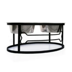 Pets Stop Bone Double Diner Raised Feeder Black