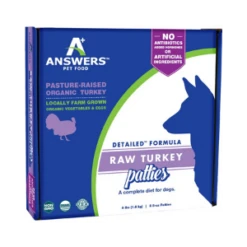 Answers Pet Food Detailed Formula Turkey Raw Frozen Dog Food 4lb 8oz Patties