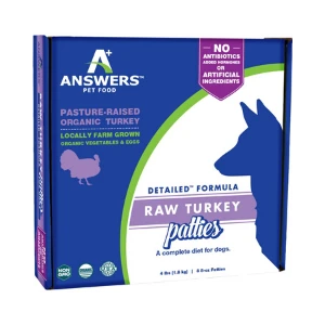 Answers Pet Food Detailed Formula Turkey Raw Frozen Dog Food 4lb 8oz Patties 3 Answers Pet Food Detailed Formula Turkey Raw Frozen Dog Food 4lb 8oz Patties