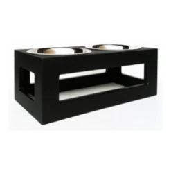 Pets Stop Porchside Outdoor Double Diner Raised Feeder Black