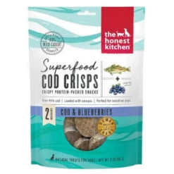 The Honest Kitchen Superfood Cod Crisps Cod & Blueberry Dehydrated Dog Treats, 3-oz