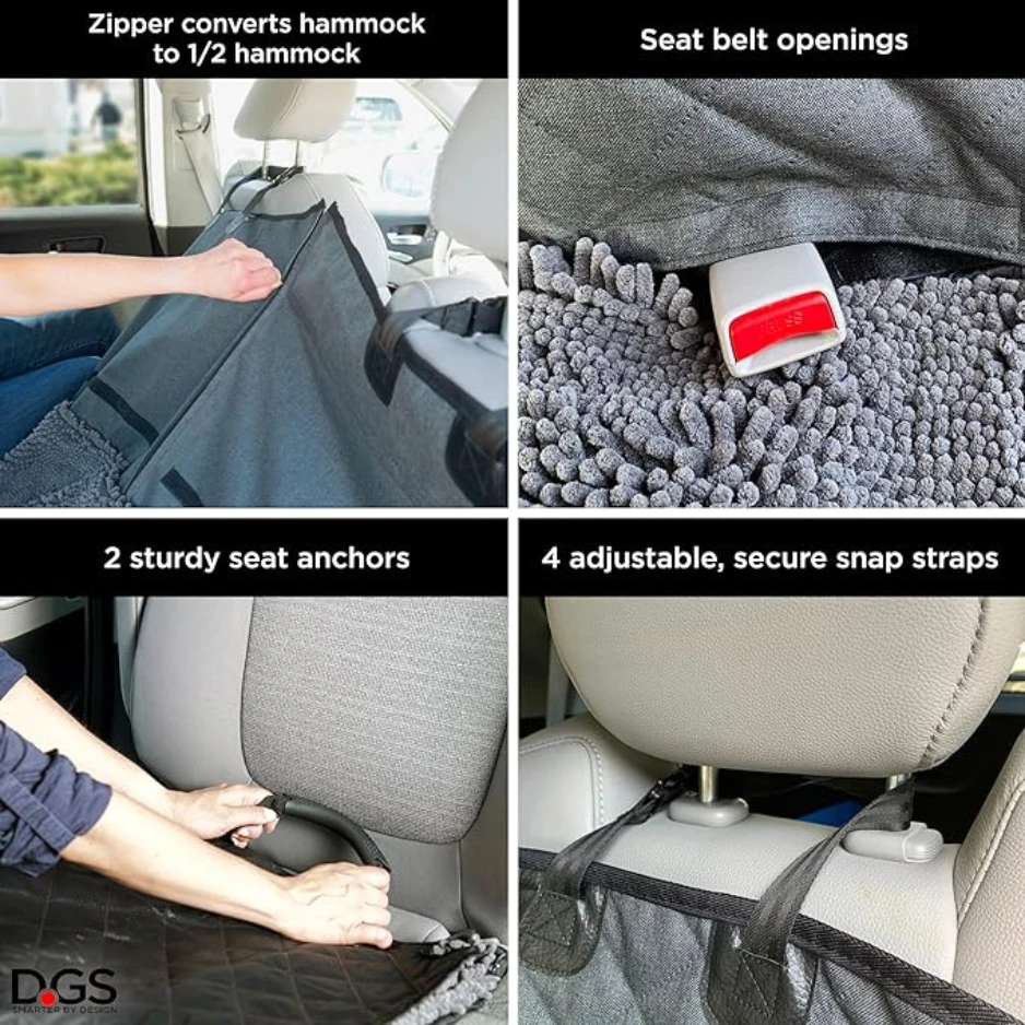 Dog Gone Smart Dirty Dog 3-in-1 Car Seat Cover & Hammock Black 5 Dog Gone Smart Dirty Dog 3-in-1 Car Seat Cover & Hammock Black - Image 3