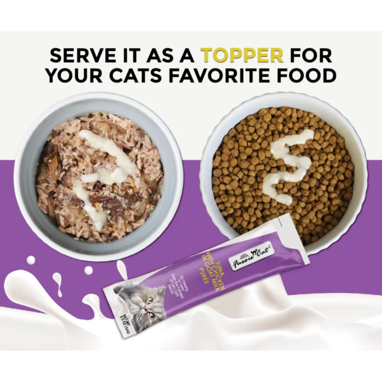 Fussie Cat Goat Milk Puree Cat Treats Tuna With Chicken, 2 Oz 5 Fussie Cat Goat Milk Puree Cat Treats Tuna With Chicken, 2 Oz - Image 3