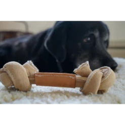 HuggleHounds Huggle-Hide Knotted Natural Leather Bone Dog Toy -Mutts And Co-us 3HuggleHoundsHuggle HideKnottedNaturalLeatherBoneDogToy