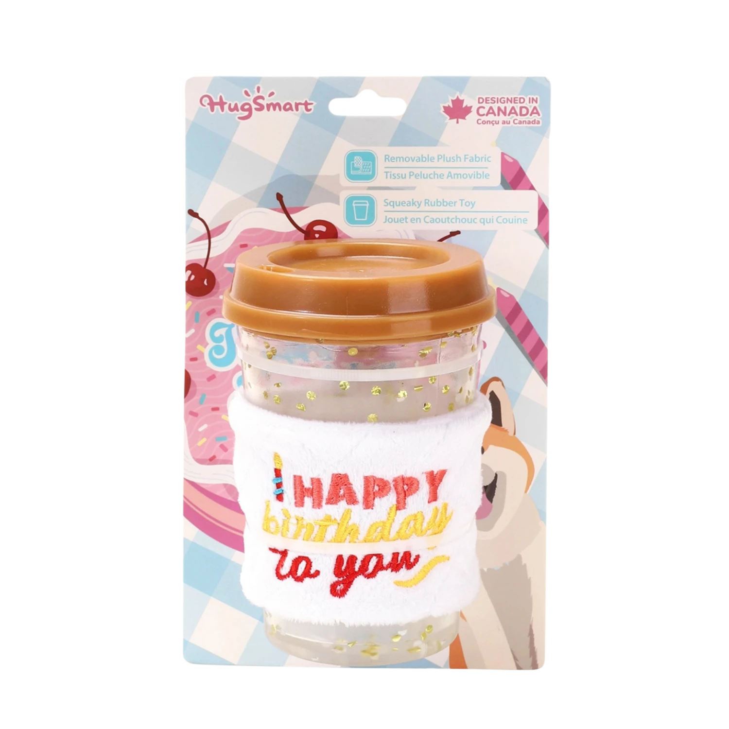 Hugsmart Pet Yappy Birthday Brown Birthday Coffee Dog Toy 5 Hugsmart Pet Yappy Birthday Brown Birthday Coffee Dog Toy - Image 3