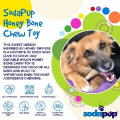 SodaPup Honey Bone EChew Durable Nylon Dog Chew Toy 8 SodaPup Honey Bone EChew Durable Nylon Dog Chew Toy -Mutts And Co-us 3SodaPupHoneyBoneeChewDurableNylonChewToy