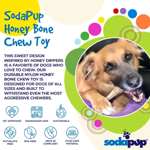 SodaPup Honey Bone EChew Durable Nylon Dog Chew Toy 5 SodaPup Honey Bone EChew Durable Nylon Dog Chew Toy - Image 3
