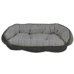 Bowsers Crescent Dog Bed Microvelvet Herring Bone (Ash Microvelvet Reverse)