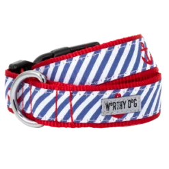 The Worthy Dog Navy Stripe Anchor Dog Collar