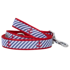 The Worthy Dog Navy Stripe Anchor Dog Lead