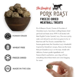Grandma Lucy's Freeze-Dried Meatballs Pork Roast Dog Treats 3oz -Mutts And Co-us 4GrandmaLucy sFreeze DriedMeatballsPorkRoastDogTreats3oz