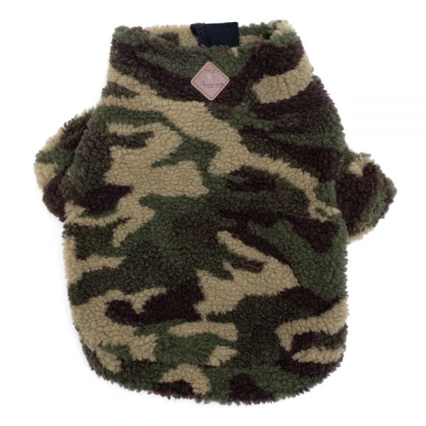 The Worthy Dog Quarter Zip Pullover Dog Jacket Green Camo 3 The Worthy Dog Quarter Zip Pullover Dog Jacket Green Camo