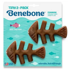 Benebone Fishbone Dog Chew Toy, Tiny, 2 Count