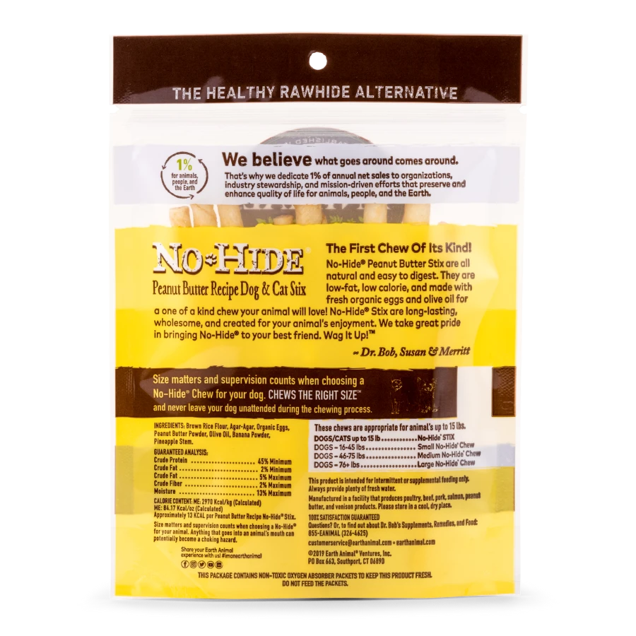 Earth Animal No Hide Peanut Butter Stix Dog Treats 10pk 4 Earth Animal No Hide Peanut Butter Stix Dog Treats 10pk - Image 2