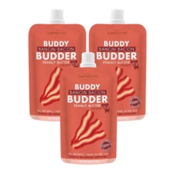Bark Bistro Bangin Bacon Budder Dog Peanut Butter Squeeze Packs 4oz Single