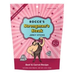 Bocce's Bakery Strongman's Steak Jerky Sticks Dog Treats, 4 Oz