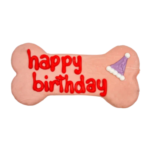 Bosco & Roxy's Prepackaged Happy Birthday Bone 6" Pink Dog Treats 4 Bosco & Roxy's Prepackaged Happy Birthday Bone 6" Pink Dog Treats - Image 2