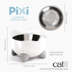Catit PIXI Cat Elevated Feeding Dish White -Mutts And Co-us CatitPIXICatElevatedFeedingDishWhite4