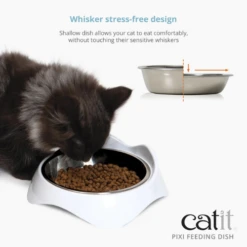 Catit PIXI Cat Feeding Dish White 13 Catit PIXI Cat Feeding Dish White -Mutts And Co-us CatitPIXICatFeedingDishWhite2