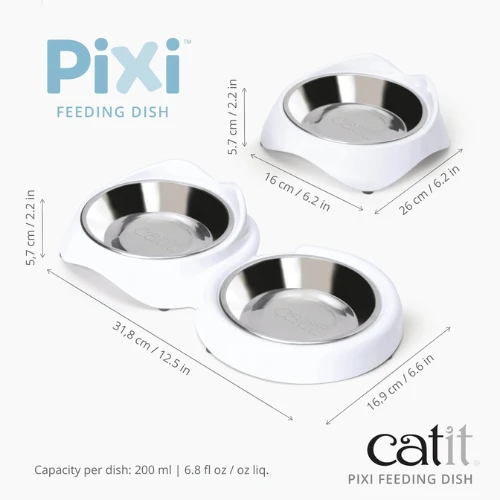 Catit PIXI Cat Feeding Dish White 4 Catit PIXI Cat Feeding Dish White - Image 2