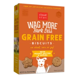 Cloud Star Wag More Bark Less Grain-Free Oven Baked With Peanut Butter & Apples Dog Treats 14 Oz