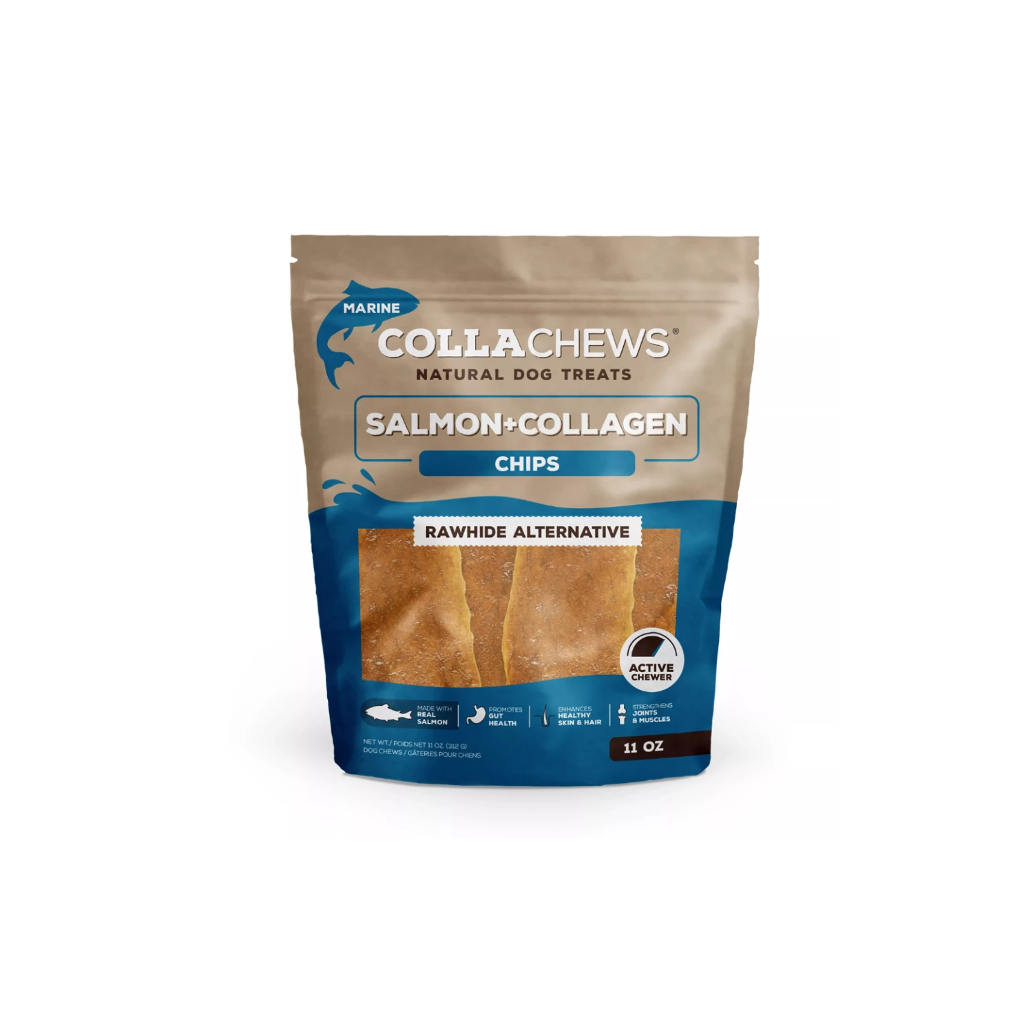 CollaChews Rawhide Alternative Collagen Chips Dog Treats Salmon 11oz 3 CollaChews Rawhide Alternative Collagen Chips Dog Treats Salmon 11oz
