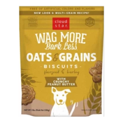 Cloud Star Wag More Bark Less Oats & Grains Biscuits With Crunchy Peanut Butter Cookie Recipe Dog Treats -Mutts And Co-us CopyofCloudStarWagMoreBarkLessOats BiscuitswithCrunchyPeanutButterCookieRecipeDogTreats