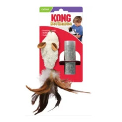 KONG Cat Refillables Feather Mouse White Catnip Cat Toy
