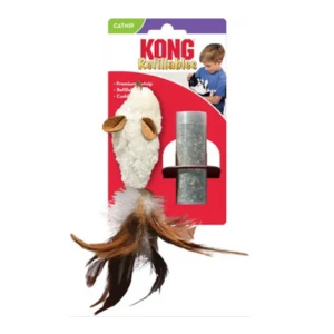 KONG Cat Refillables Feather Mouse White Catnip Cat Toy 3 KONG Cat Refillables Feather Mouse White Catnip Cat Toy