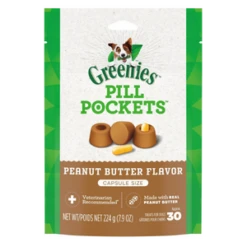 Greenies Pill Pockets Canine Peanut Butter Flavor Dog Treats, 30 Capsules