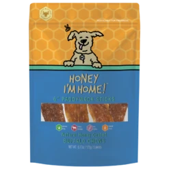 Honey I'm Home 6" Paddywack Sticks Natural Honey Coated Buffalo Chews Grain-Free Dog Treats 5 Pk