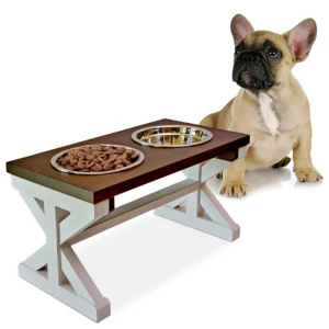 MAINEVENT Farmhouse Raised Dog Bowl Stand - Brown 4 MAINEVENT Farmhouse Raised Dog Bowl Stand - Brown - Image 2