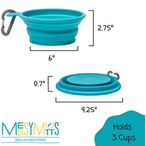 Messy Mutts Collapsible Bowl Blue 4 Messy Mutts Collapsible Bowl Blue - Image 2