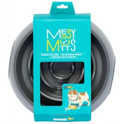 Messy Mutts Interactive Slow Feeder Dog & Cat Bowl Grey