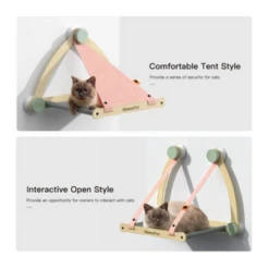 Robotime MewooFun Wall Mounted Cat Window Perch Hammock Pink -Mutts And Co-us MewooFunWallMountedCatWindowPerchHammockPink